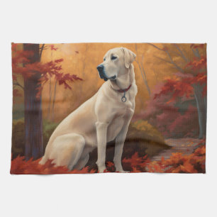 Anatolian Shepherd  in Autumn Leaves Fall Inspire Kitchen Towel