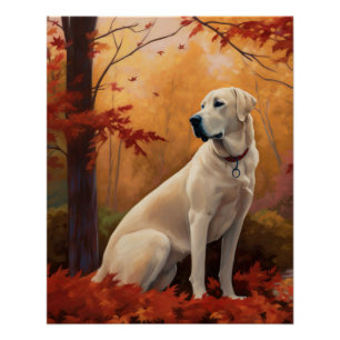 Anatolian Shepherd  in Autumn Leaves Fall Inspire Poster