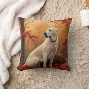 Anatolian Shepherd  in Autumn Leaves Fall Inspire Throw Pillow