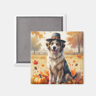 Anatolian Shepherd in Autumn Leaves Thanksgiving  Magnet