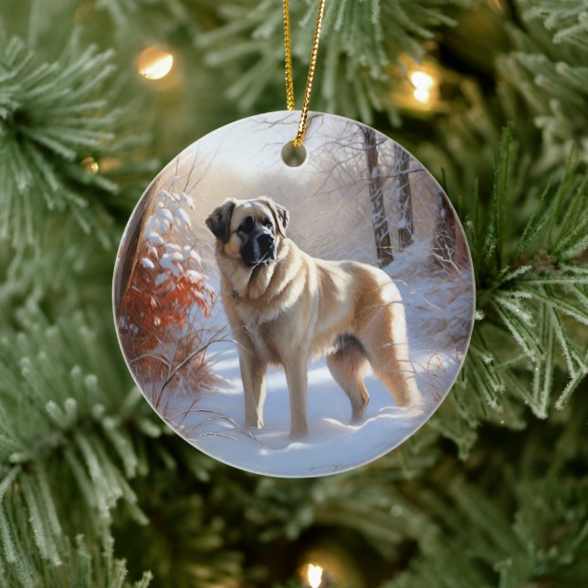 Anatolian Shepherd Let It Snow Christmas  Ceramic Ornament (Tree)