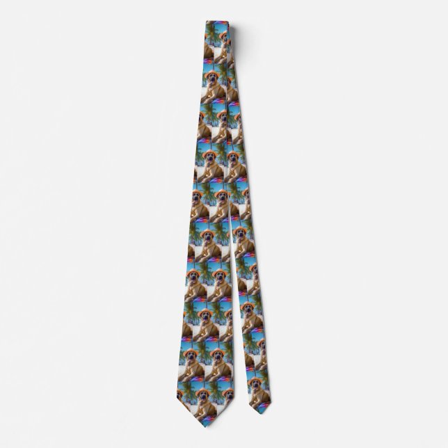 Anatolian Shepherd on Beach, dog lover summer gift Tie (Front)