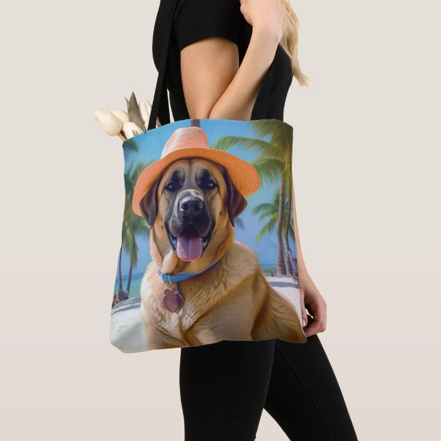 Anatolian Shepherd on Beach, dog lover summer gift Tote Bag (Close Up)