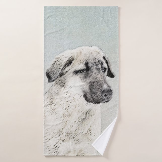 Anatolian Shepherd Painting - Original Dog Art Bath Towel Set (Bath Towel)