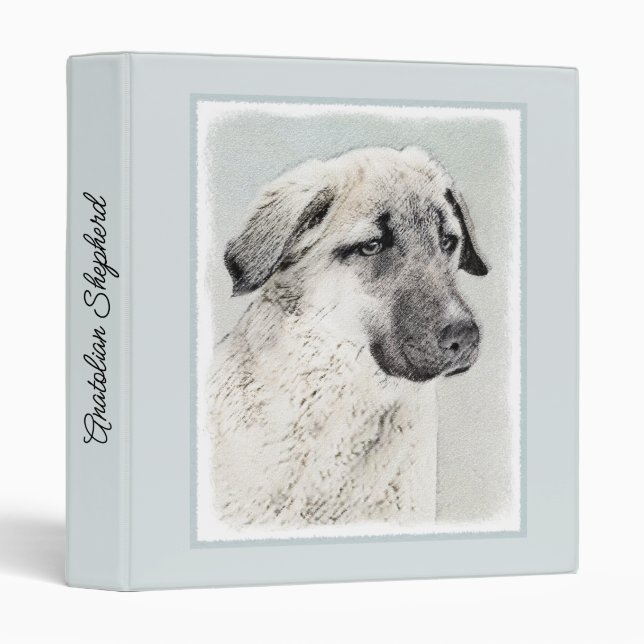 Anatolian Shepherd Painting - Original Dog Art Binder (Front/Spine)