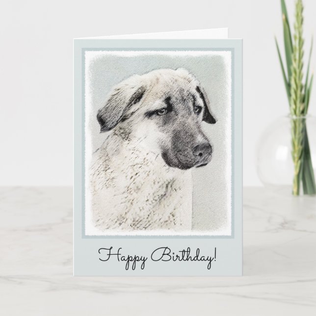 Anatolian Shepherd Painting - Original Dog Art Card (Front)