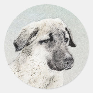 Anatolian Shepherd Painting - Original Dog Art Classic Round Sticker