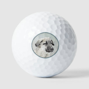 Anatolian Shepherd Painting - Original Dog Art Golf Balls