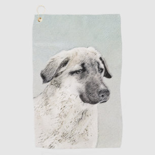Anatolian Shepherd Painting - Original Dog Art Golf Towel