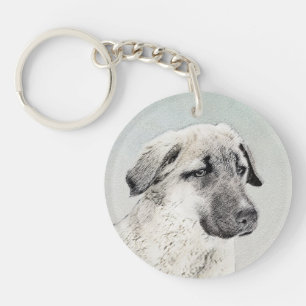 Anatolian Shepherd Painting - Original Dog Art Keychain
