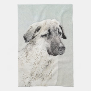 Anatolian Shepherd Painting - Original Dog Art Kitchen Towel