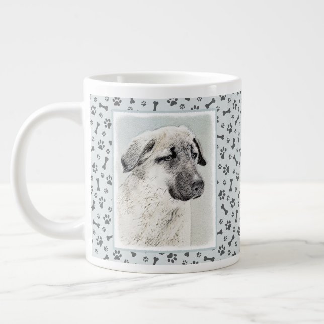 Anatolian Shepherd Painting - Original Dog Art Large Coffee Mug (Left)
