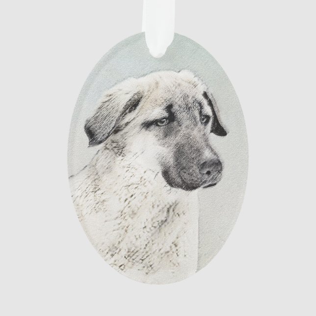 Anatolian Shepherd Painting - Original Dog Art Ornament (Back)