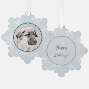 Anatolian Shepherd Painting - Original Dog Art Ornament Card