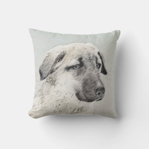 Anatolian Shepherd Painting - Original Dog Art Outdoor Pillow