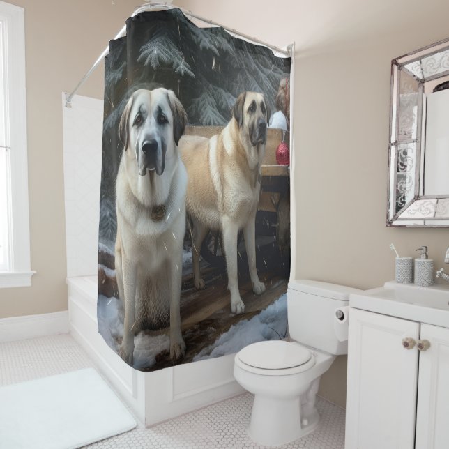 Anatolian Shepherd Snowy Sleigh Christmas Decor (In Situ)