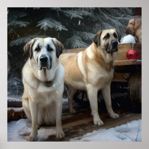Anatolian Shepherd Snowy Sleigh Christmas Decor