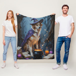 Anatolian Shepherd  Whimsical Halloween Painting Fleece Blanket