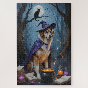 Anatolian Shepherd Whimsical Halloween Painting Jigsaw Puzzle