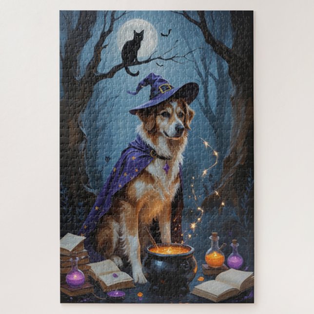 Anatolian Shepherd  Whimsical Halloween Painting Jigsaw Puzzle (Vertical)