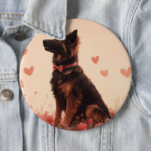 Anatolian Shepherd with Roses - Valentine's Day 6 Inch Round Button