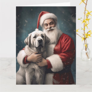 Anatolian Shepherd with Santa Claus Christmas Card