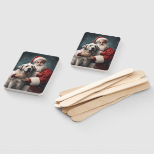 Anatolian Shepherd with Santa Claus Christmas Hand Fan