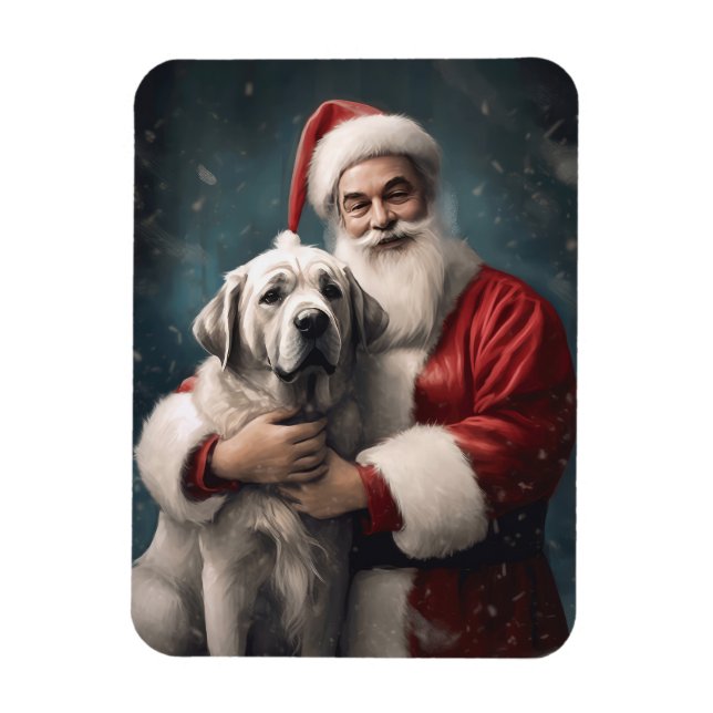 Anatolian Shepherd with Santa Claus Christmas Magnet (Vertical)