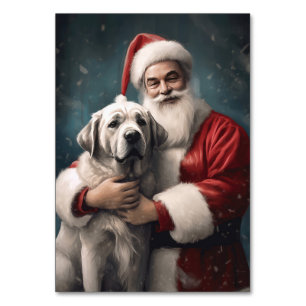 Anatolian Shepherd with Santa Claus Christmas Table Number