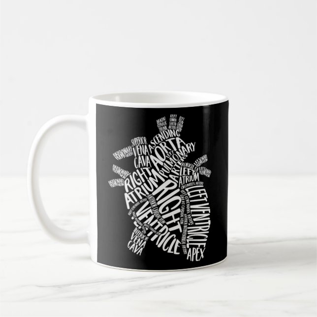 Anatomic Heart Typography Cardiac Cardiology Coffee Mug (Left)