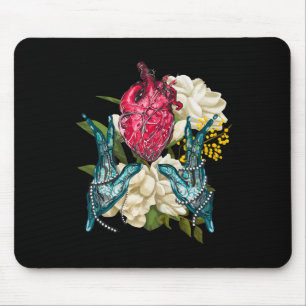 Anatomical Heart And Flowers Doctor Valentine  Mouse Pad