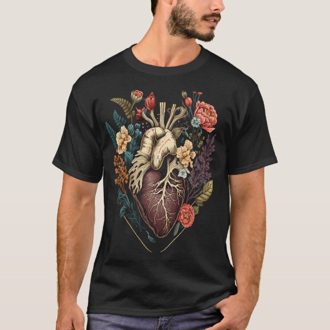 Anatomical Heart And Flowers Show Your Love For Wo T-Shirt (Front)