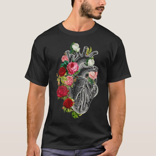 Anatomical Heart And Flowers Show Your Love Men T-Shirt (Front)