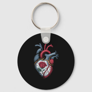 Anatomical Heart Botanical Bloom Biology Rose Vale Keychain