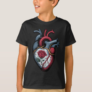 Anatomical Heart Botanical Bloom Biology Rose Vale T-Shirt