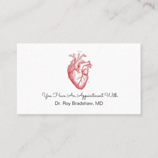 Anatomical Heart Cardiology Or Cardiologist Appointment Card (Front)