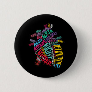 Anatomical Heart Design Cardiac Cardiovascular Icu 2 Inch Round Button
