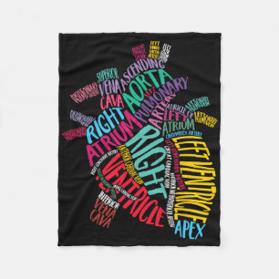 Anatomical Heart Design Cardiac Cardiovascular Icu Fleece Blanket