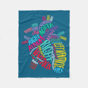 Anatomical Heart Design Cardiac Cardiovascular Icu Fleece Blanket