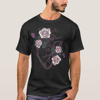 Anatomical Heart Floral Heart Anatomy and Flowers T-Shirt