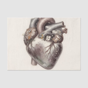 Anatomical Heart Floral Vintage Botanical Medical Tissue Paper