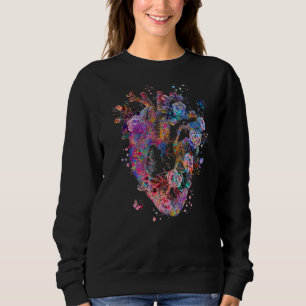 Anatomical Heart Flowers Butterflies Sweatshirt