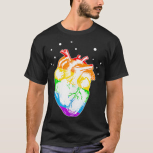 Anatomical Heart LGBTQ Gay Pride Rainbow Flag Prou T-Shirt