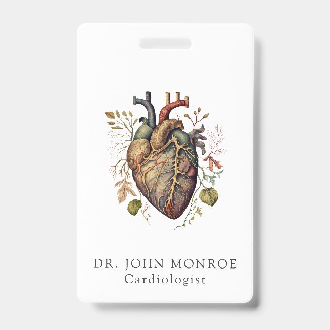 Anatomical Heart Medical Cardiology Badge (Front)