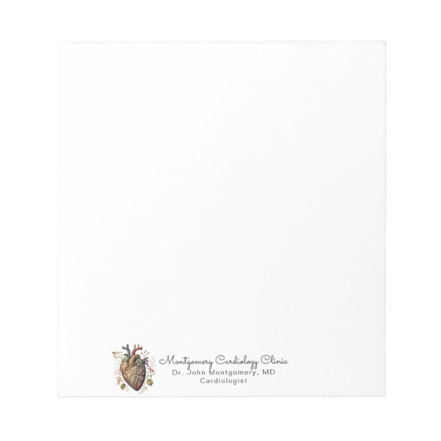 Anatomical Heart Medical Cardiology Doctor Notepad (Front)