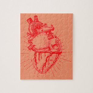 Anatomical Heart Red & White Collection Jigsaw Puzzle