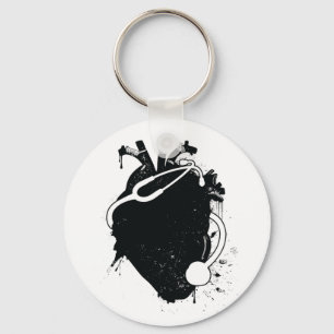 anatomical heart stethoscope keychain