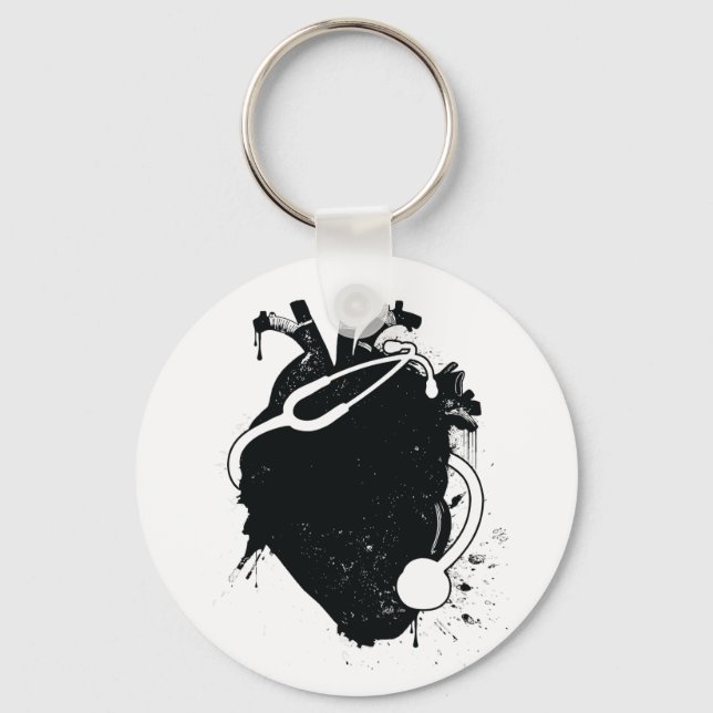 anatomical heart stethoscope keychain (Front)