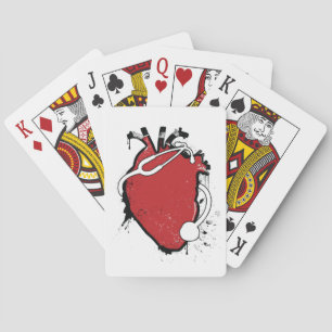 anatomical heart stethoscope playing cards