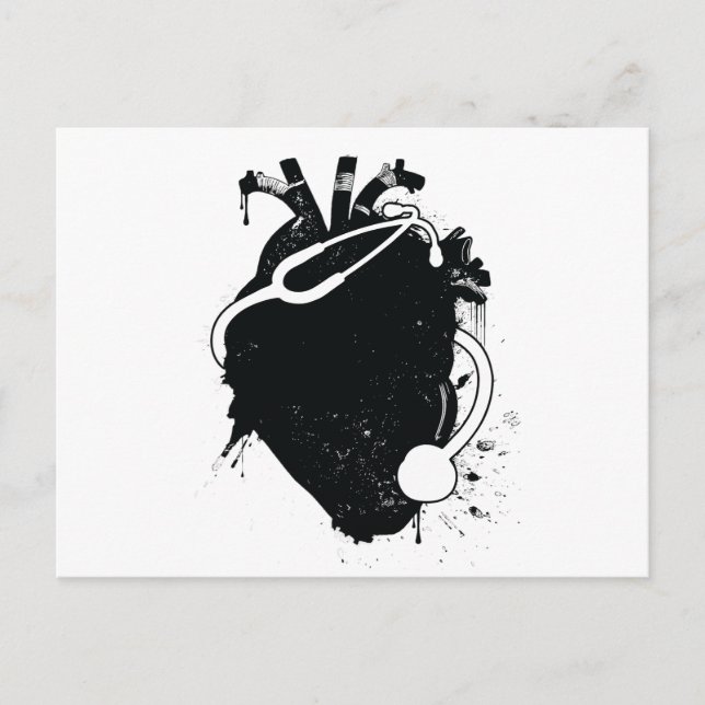 anatomical heart stethoscope postcard (Front)